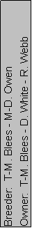 Text Box: Breeder:  T-M. Blees - M-D. Owen
Owner:  T-M. Blees - D. White - R. Webb

